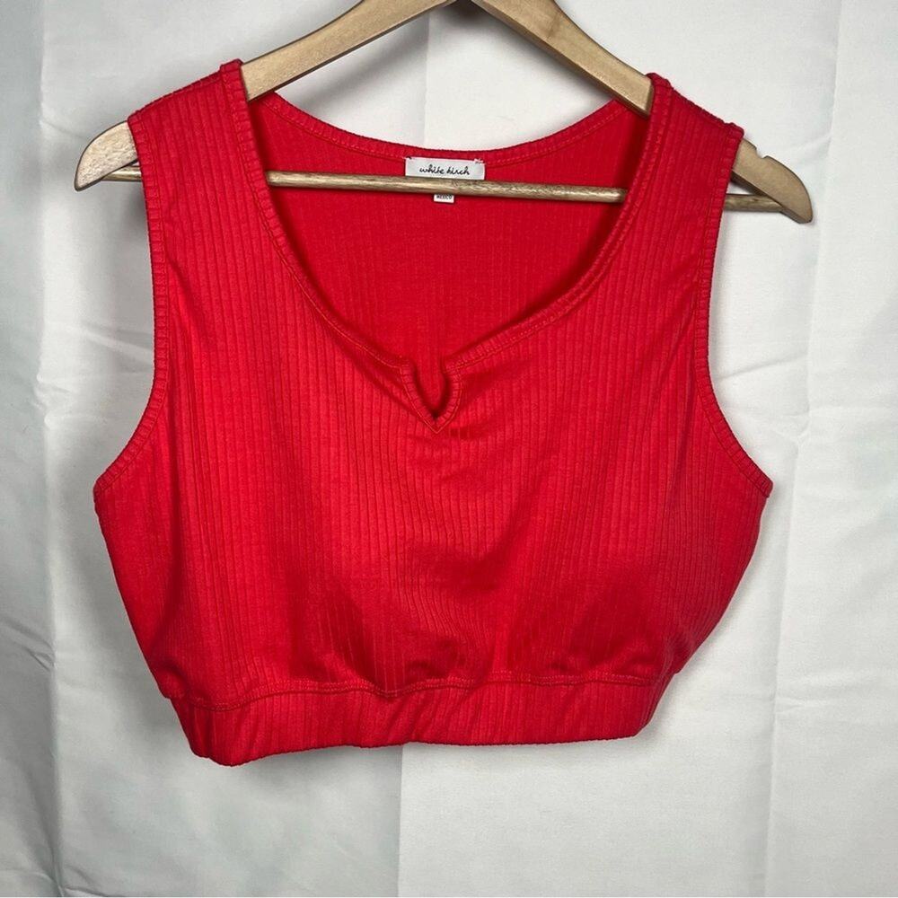 White birch cropped tank top size 1X pink womens bra